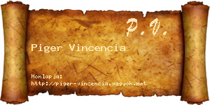 Piger Vincencia névjegykártya
